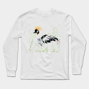 Black Crowned Crane Long Sleeve T-Shirt